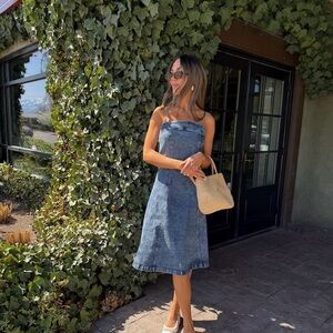 Habitual Acid Wash Blue Corset Denim Midi Dress Xl 14/16